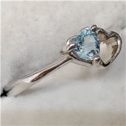 SILVER CUBIC ZIRCONIA BLUE RING (~SIZE 6)