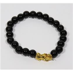 #190-BLACK OBSIDIAN BRACELET 8mm/7.5"
