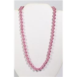 #9-DARK PINK SEA SHELL PEARL NECKLACE 8mm/15"
