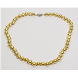 #22-GOLDEN SEA SHELL PEARL NECKLACE 8mm/15"
