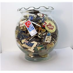 1)  JAR OF 335 LAPEL PINS INCLUDING OLYMPIC