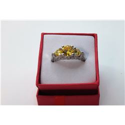 6)  SILVER 925 STAMPED TRIPLE CITRINE AND