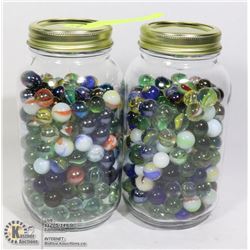 2 JARS OF ASSORTED MARBLES
