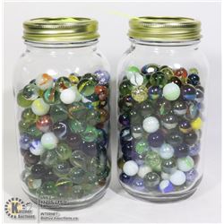 2 JARS OF ASSORTED MARBLES