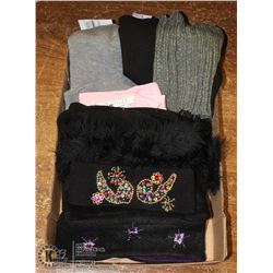 LOT OF NEW SCARFS, NECK WARMERS, HEAD BANDS & MORE