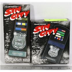 BUNDLE OF TWO SIN CITY PROP REPLICA POLICE BADGES