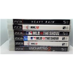 8)  LOT OF 6 PS3 GAMES INCLUDING NHL 12,