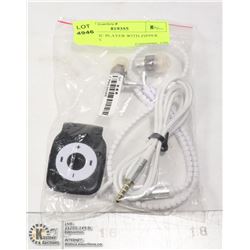 MP3 MUSIC PLAYER WITH ZIPPER EAR BUDS