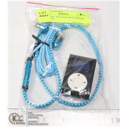 MP3 MUSIC PLAYER WITH ZIPPER EAR BUDS