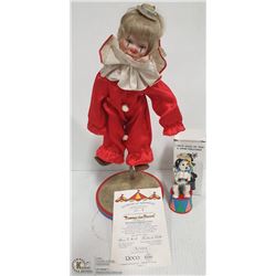 TOMMY THE CLOWN PORCELAIN FIGURINE & DOG
