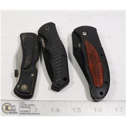 LOT OF 3 TACTICAL /POLICE STYLE POCKET KNIVES