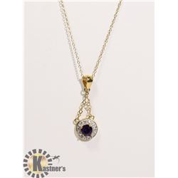 #126-AMETHYST & CZ PENDANT & NECKLACE