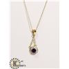 Image 1 : #126-AMETHYST & CZ PENDANT & NECKLACE