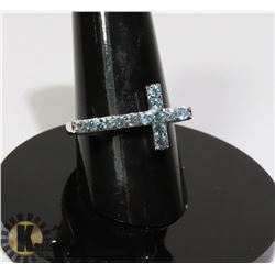 #187-SKY BLUE TOPAZ RING SIZE 7.5