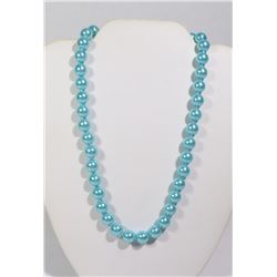 #1-SKY BLUE SEA SHELL PEARL NECKLACE 10mm/15"