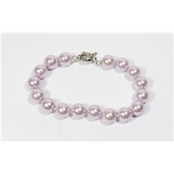 #37-LIGHT PURPLE SEA SHELL PEARL BRACELET 10mm/7.5