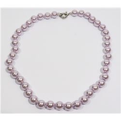 #35-PURPLE SEA SHELL PEARL NECKLACE 10mm/7.5"