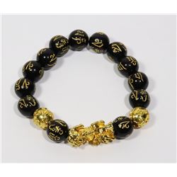 #199-BLACK OBSIDIAN PI XIU BRACELET 10mm/8"