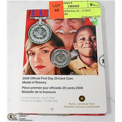 2006 CANADIAN OFFICIAL FIRST DAY 25 CENT COIN