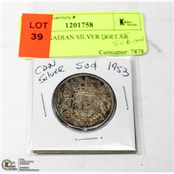 1953 CANADIAN SILVER 50 CENT COIN