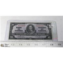 1937 HIGH GRADE CANADIAN $10 BILL