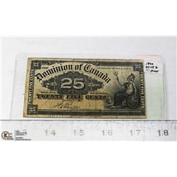 1900 CANADIAN TWENTY FIVE CENT NOTE