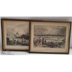 TWO FRAMED PRINTS BY "W.H. BARTLETT"- FISH MARKE