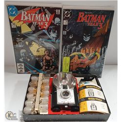KODAK BROWNIE STARFLASH SET & 2 BATMAN COMICS