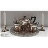 Image 1 : SILVERPLATE TEA SET & CANDLE HOLDERS WITH CANDLES