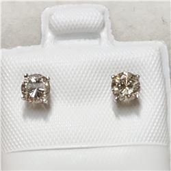 14KT WHITE GOLD DIAMOND EAR STUDS.