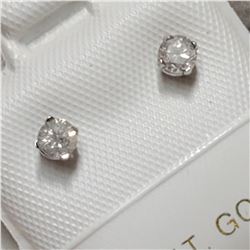 14KT WHITE GOLD DIAMOND EAR STUDS.