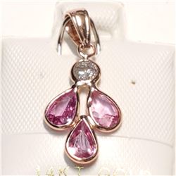 14KT ROSE GOLD PINK SAPPHIRE & DIAMOND PENDANT