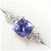 Image 3 : 10KT WHITE GOLD TANZANITE AND DIAMOND RING.