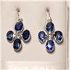 Image 1 : 14KT WHITE GOLD PAIR OF SAPPHIRE & DIAMOND EARRING