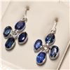 Image 2 : 14KT WHITE GOLD PAIR OF SAPPHIRE & DIAMOND EARRING