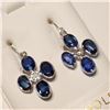 Image 3 : 14KT WHITE GOLD PAIR OF SAPPHIRE & DIAMOND EARRING