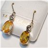 Image 2 : 14KT GOLD PAIR YELLOW SAPPHIRE & DIAMOND EARRINGS