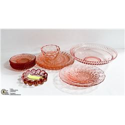 ESTATE PINK GLASS ASSORTED 1940-1990'S 16PC