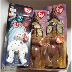 3 PCS TY BEANIE INTERNATIONAL BEARS