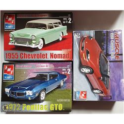 3 CAR MODELS 1/25 SCALE UNASSEMBLED