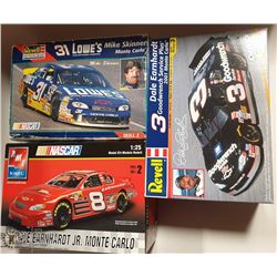 3 UNASSEMBLED NASCAR MODELS 1/25 SCALE
