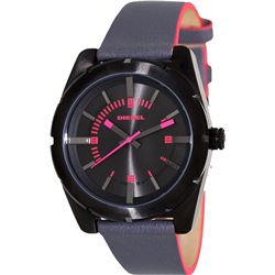 NEW DIESEL BLACK DIAL LEATHER STRAP 42MM MSRP $249