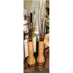 UNCLAIMED PAIR OF WICKER VASES, TOTAL 70"