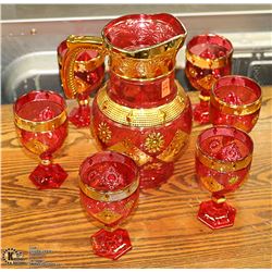 NEW 7PC GOLD TONE TRIM PITCHER SET