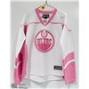 Image 1 : OILERS JERSEY SIZE YOUTH LARGE PINK & WHITE