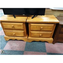 PAIR OF 2 DRAWER LIGHT WOOD SIDE TABLES,