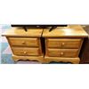 Image 2 : PAIR OF 2 DRAWER LIGHT WOOD SIDE TABLES,