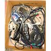 Image 1 : BOX OF ASSORTED CORDS AND REMOTES ETC.