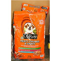 2 8KG OF OL ROY MEATY CHUNKS AND GRAVY DOG FOOD