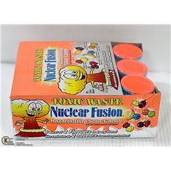 BOX WITH 12 42G DRUMS OF TOXIC WASTE SOUR CANDYS